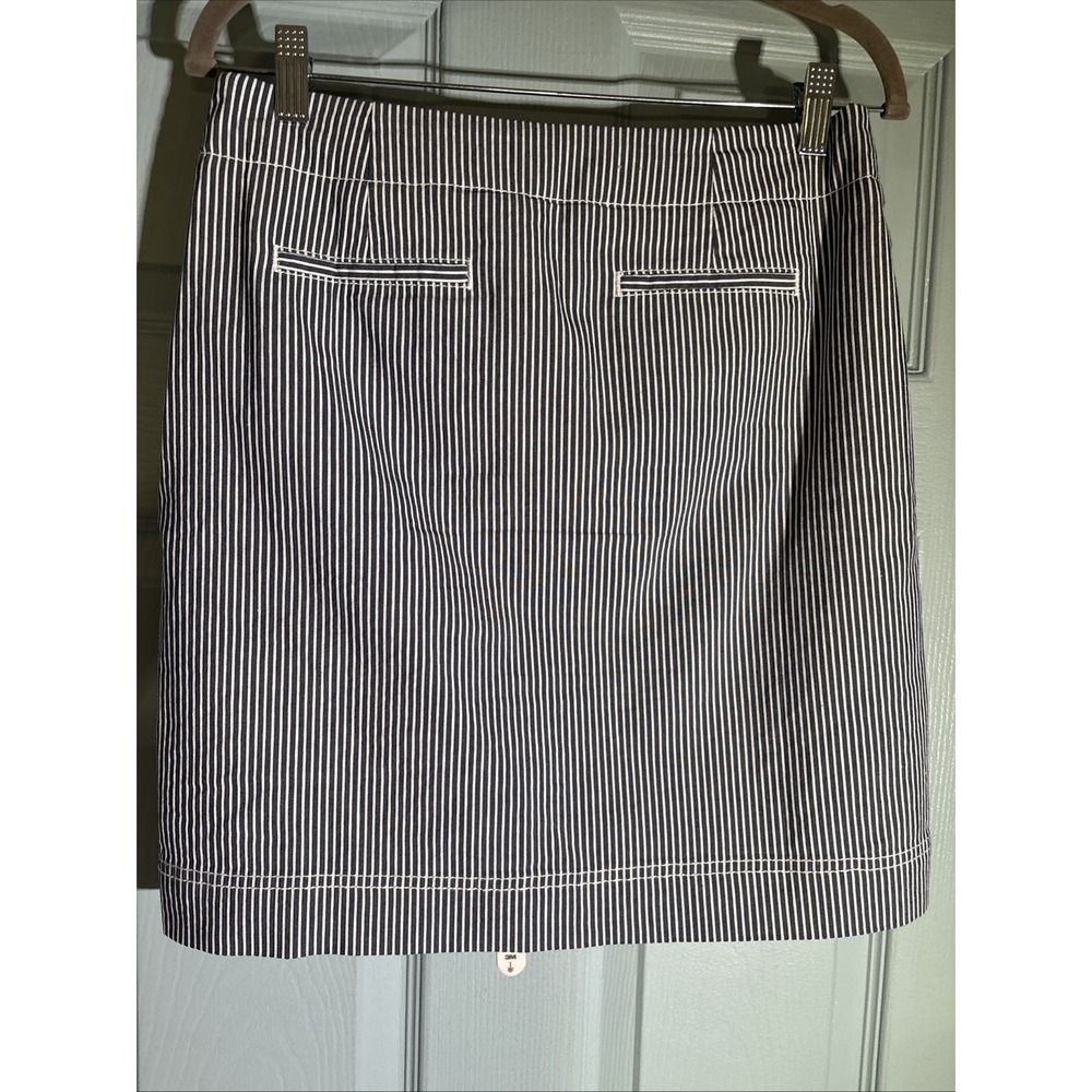 Talbots womens skirt blue and white stripe buttons in front lined. Sz 4 Petite - Picture 6 of 13